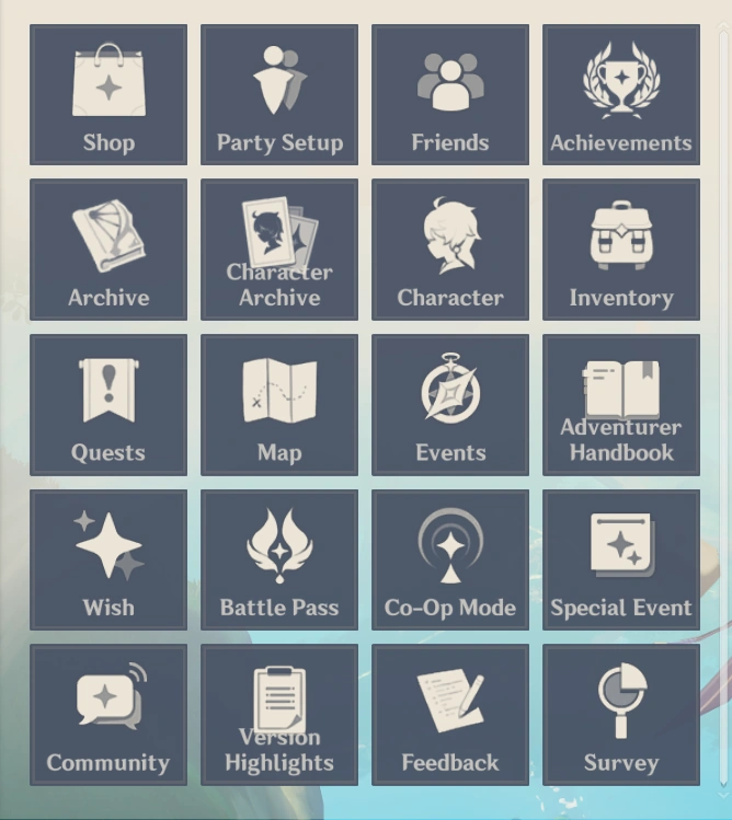 Main menu - Genshin Impact