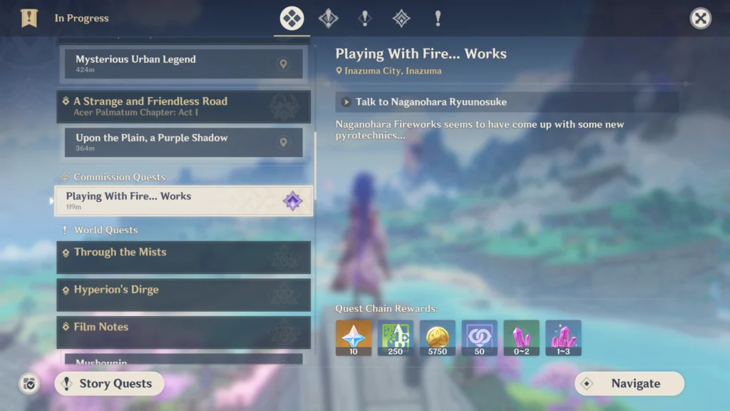 Quest menu overview - Genshin Impact
