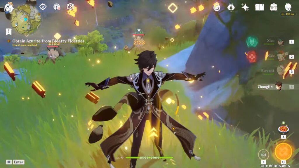 Battle gameplay using Zhongli, a geo user - Genshin Impact