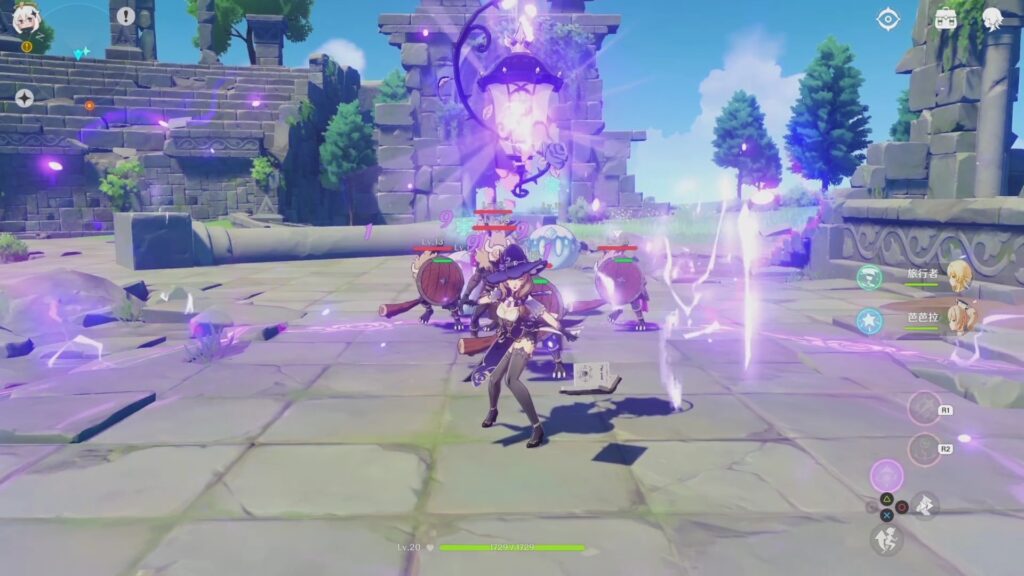 Battle gameplay using Lisa, a electro user - Genshin Impact