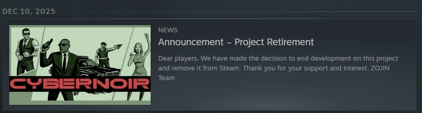 Cybernoir Project Closure