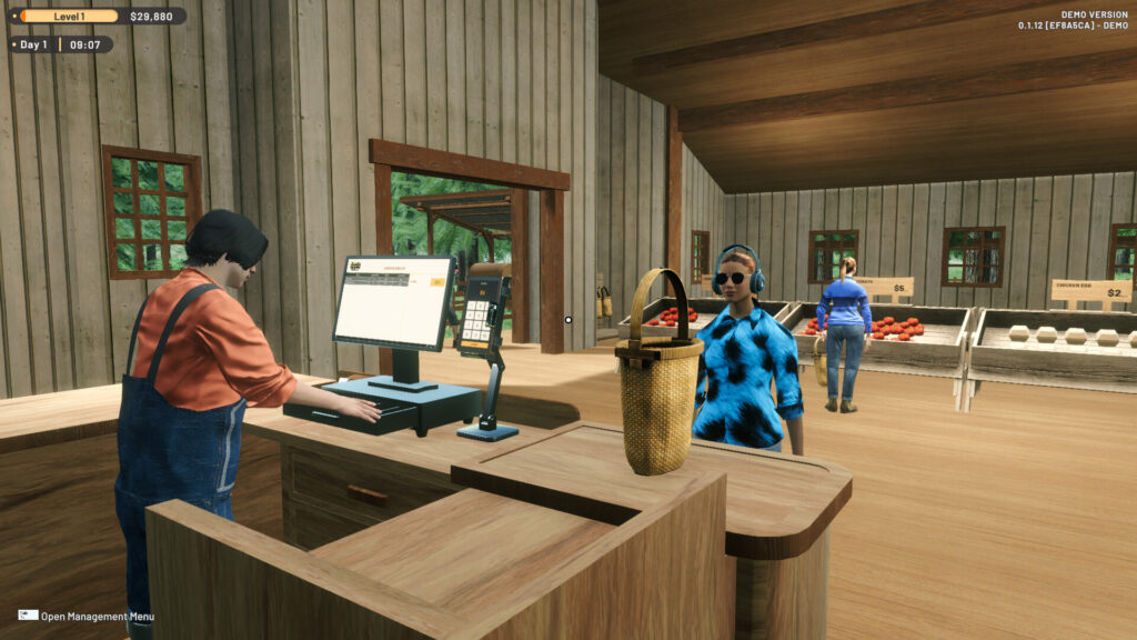 Ranch Farm & Store Simulator - the view of your store from the counter