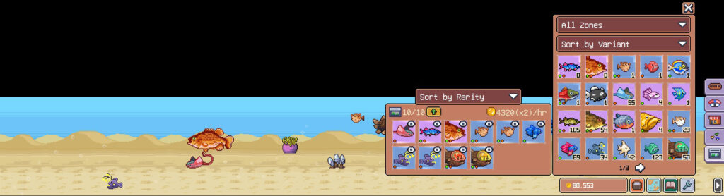 Fish To Dish: the aquarium with all of the different fish earning income