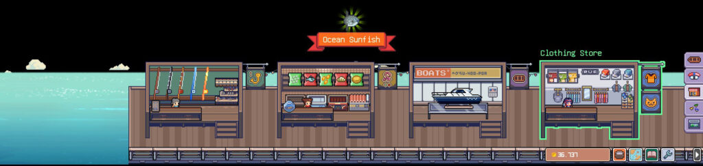 Fish To Dish: a shopping pier with four shopping benches for all your needs