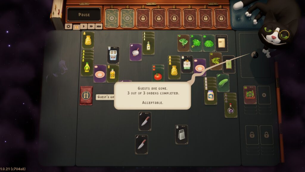 Your cat boss explains how many order you completed or didn't complete - Abra-Cooking-Dabra