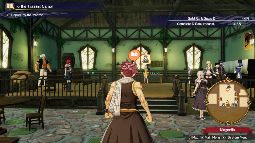Inside the Fairy Tail guild in the beginning of the game - Fairy Tail 