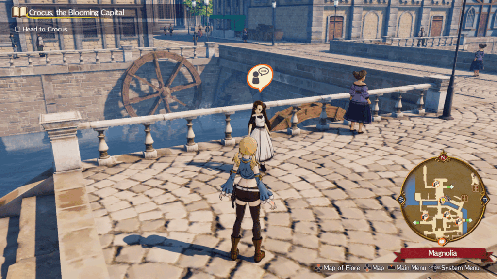 Lucy talking to people in the town of Cronos - Fairy Tail