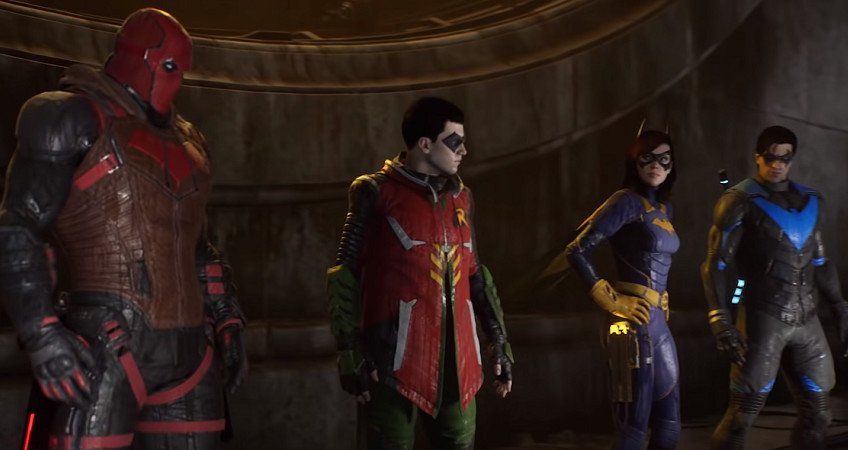 The team, left to right
Red Hood, Robin, Batgirl, Nightwing - Gotham Knights