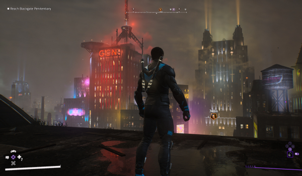 Gameplay view of Gotham with Nightwing as the chosen character - Gotham Knights