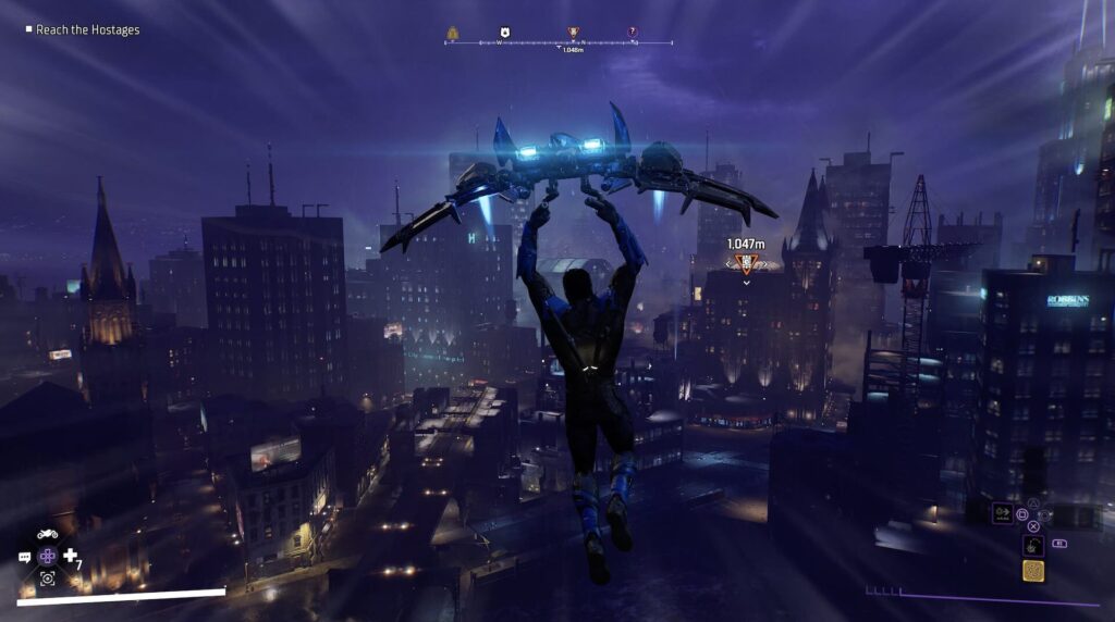 Gameplay when using the gilder with Nightwing as the chosen character - Gotham Knights
