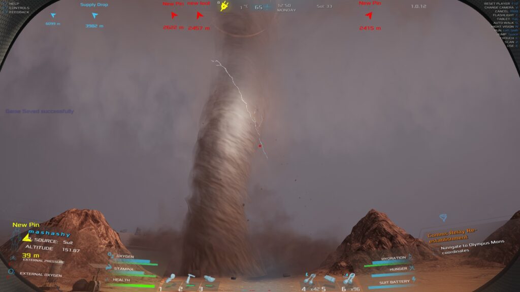 Occupy Mars - a tornado coming towards the base