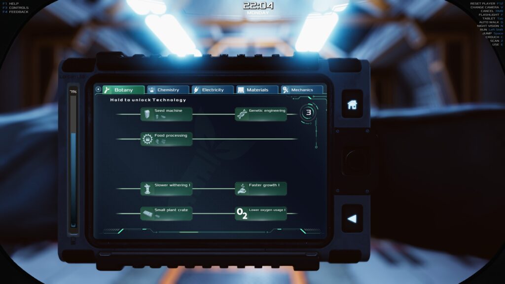 Occupy Mars - the tech tree menu on the botany screen