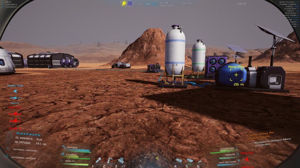 Occupy Mars - a base with water pumps and a car visible