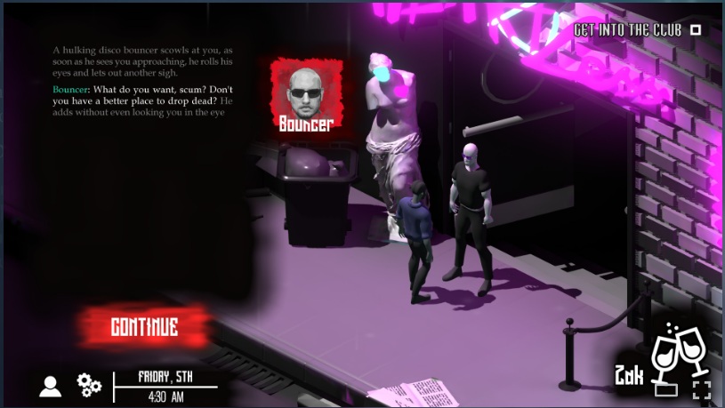 Vampire the Masquerade Heartless Lullaby - Negotiating entry to the club with a bouncer