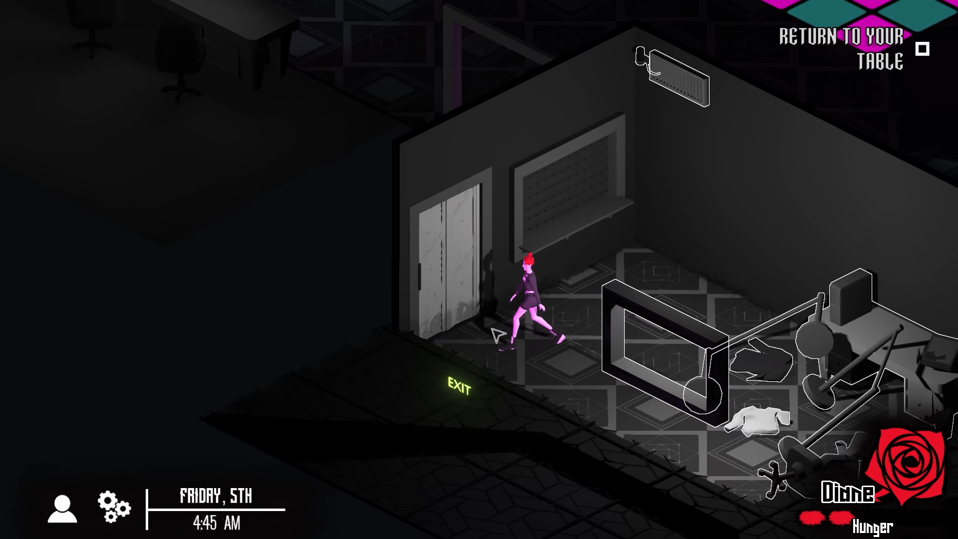 Vampire the Masquerade Heartless Lullaby - Diane explores a backroom. clothes are scattered all over the floor