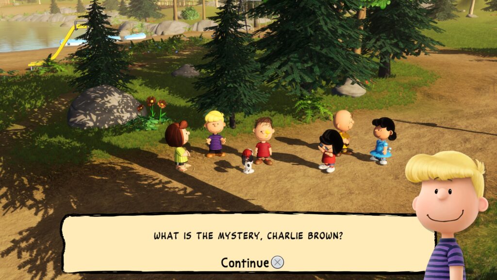Snoopy & The Great Mystery Club: the Peanuts gang gather in the forest as Schroeder asks Charlie Brown what's next