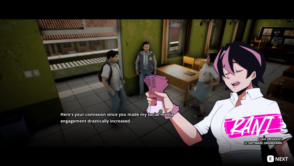Troublemaker - Rani gives Budi his commision from her broadcasting the fights