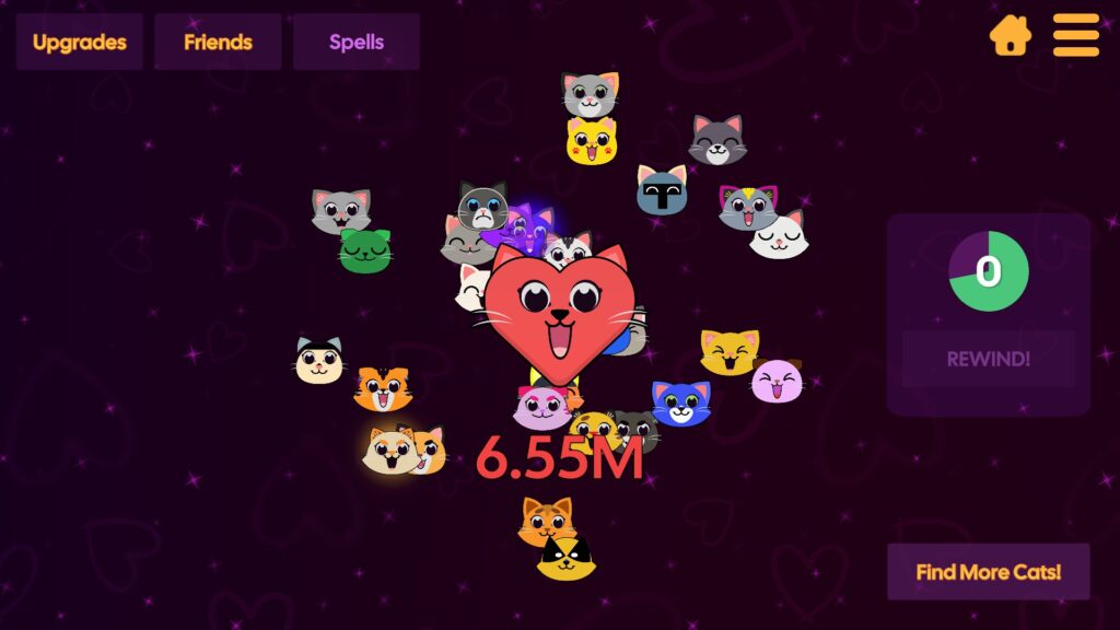 Incremental Cats - hearty with a full backdrop of floating cat heads with 6.55m hearts