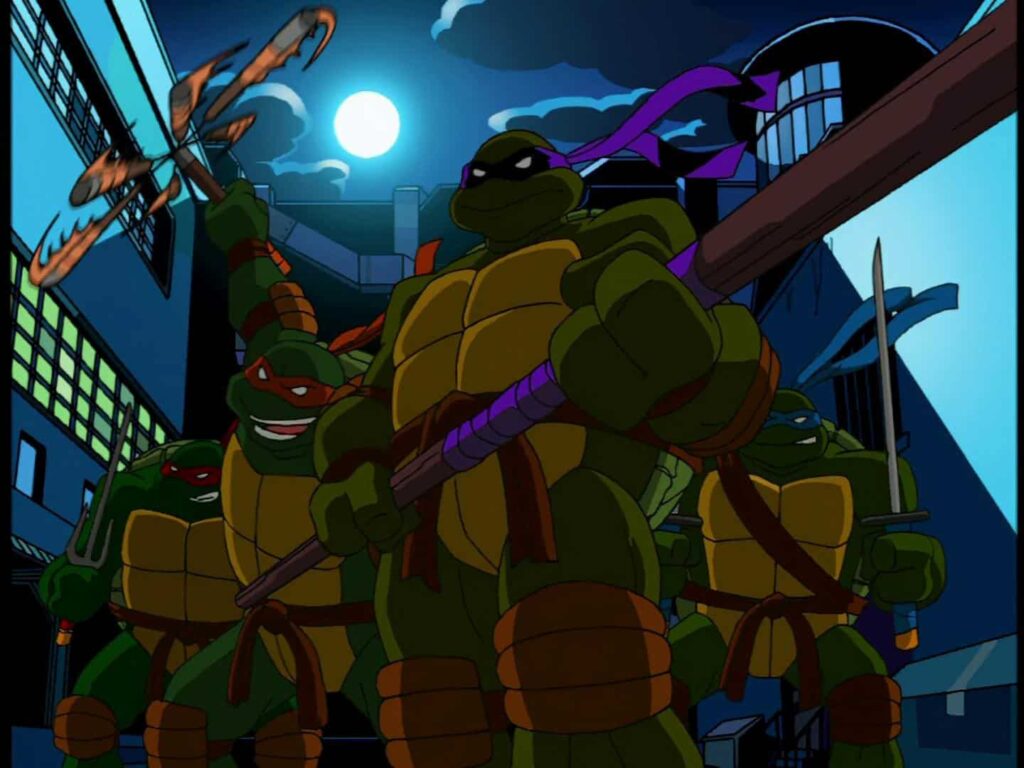 Left to right
Raphael, Michelangelo, Donatello and Leonardo - 2003 TV Show Teenage Mutant Ninja Turtles