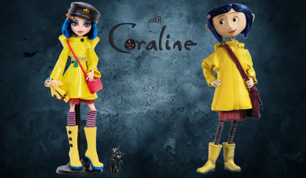 Coraline doll compared to her animated counterpart