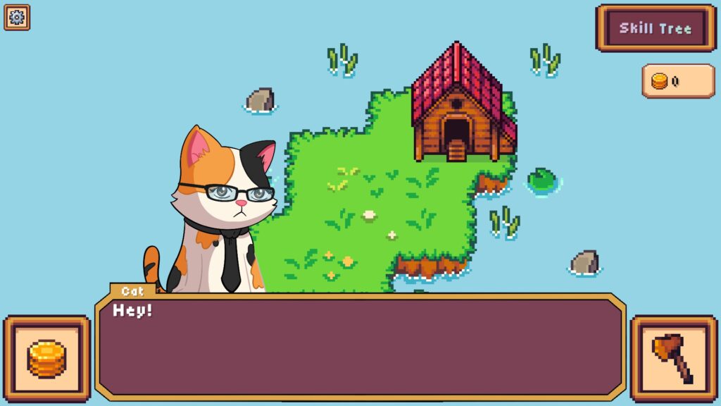 Tiny Biomes Cozy Idle - a cat yells at you