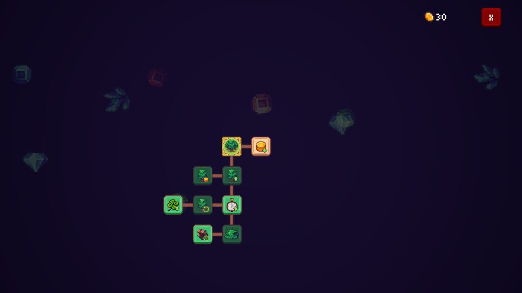 Tiny Biomes Cozy Idle - the skill tree early on in game