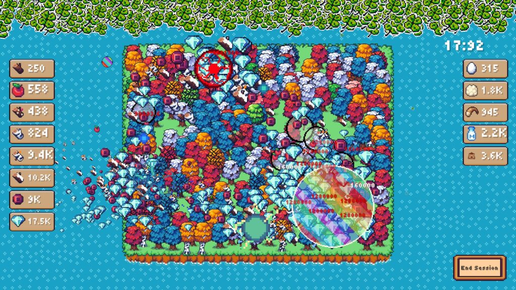 Tiny Biomes Cozy Idle - a very full map later into the game