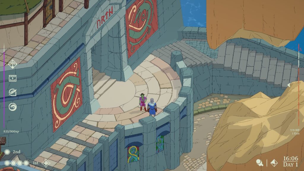 Esoteric Ebb - Ragn and Snell standing in front of a stone temple.