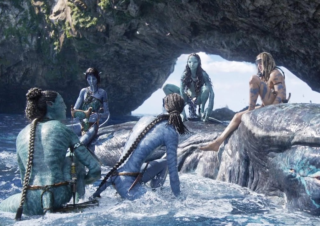 The kids, left to right
Aonung, Kiri, Lo'ak, Tsireya and Spider - Avatar  Fire and Ash