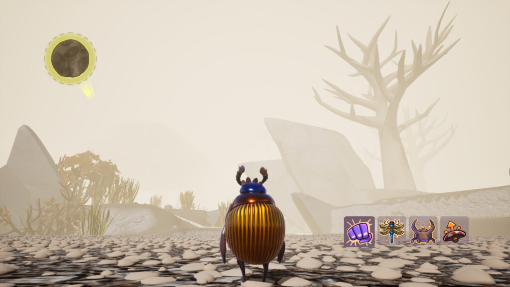 Dung Ho! - a beetle stand alone with dry and cracked ground all around