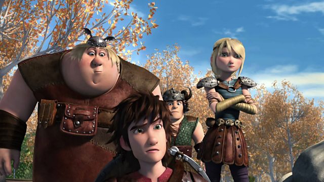 Some of the Dragons rider, left to right
Fishlegs, Hiccup, Snotlout and Astrid - Race to the Edge