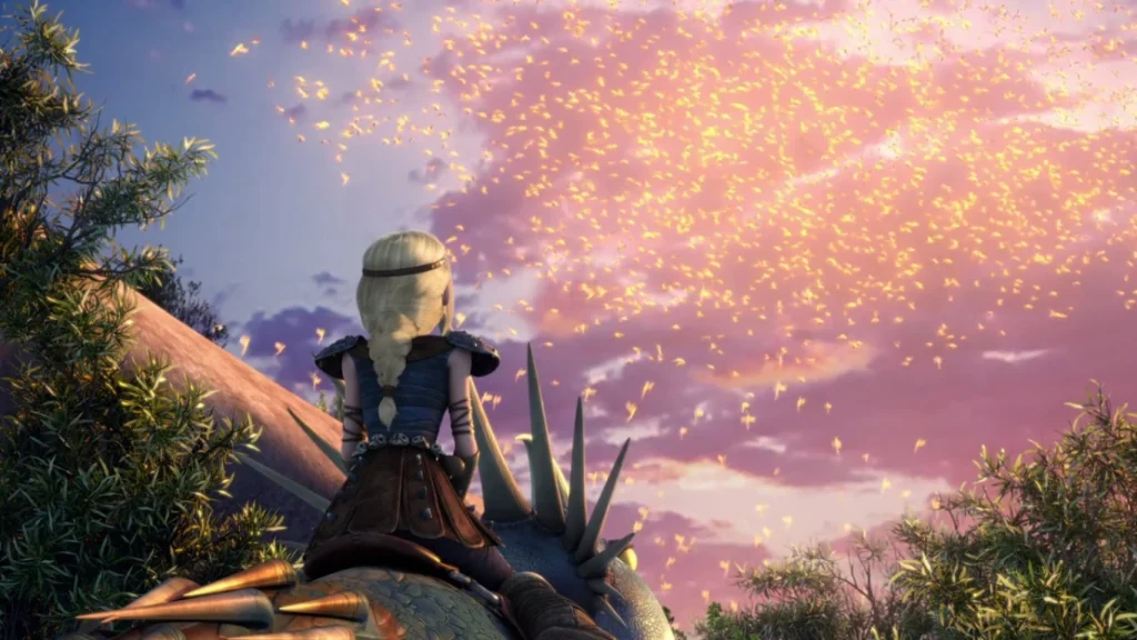 Astrid seeing a herd of Fireworms - Race to the Edge