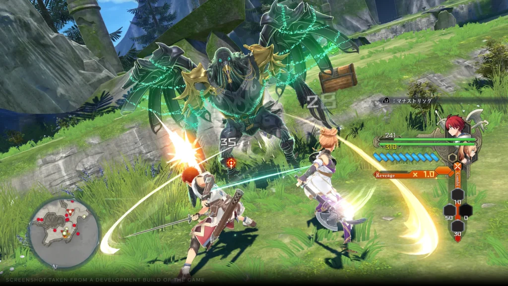 Ys X: Proud Nordics - mid battle with a powerful greiger