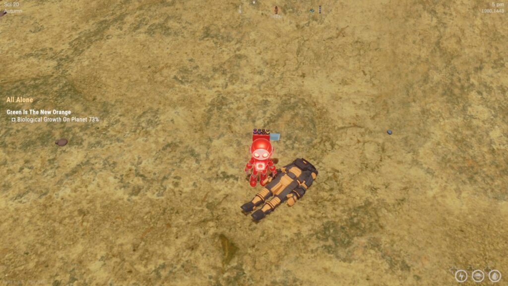 Blossom: The Seed of Life - Blossom discovers an abandoned spacesuit on the surface. An example of emergent narrative.
