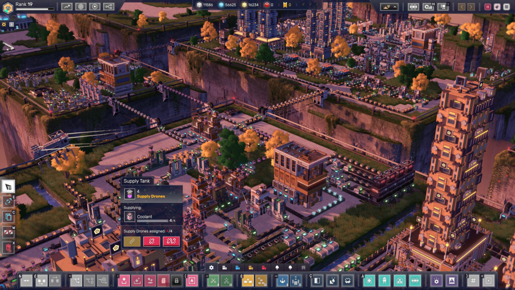 Modulus - A busy factory with an orange glow from the sun