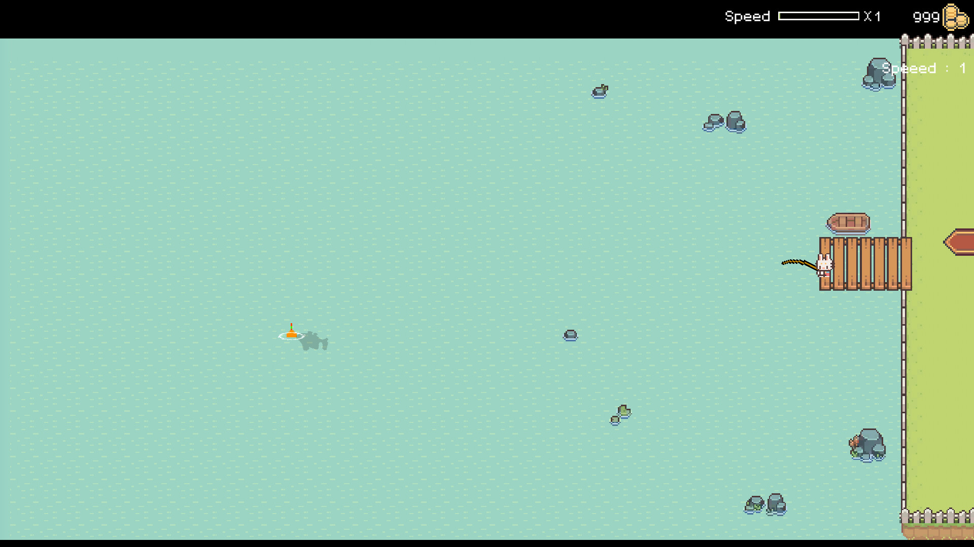 Peaceful Farm - the player fishing