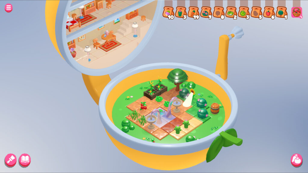 Tiny Garden - a full view of the garden and the ui