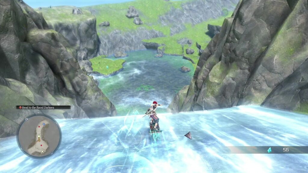Ys X: Proud Nordics - Adol surfs through the new area on his hoverboard