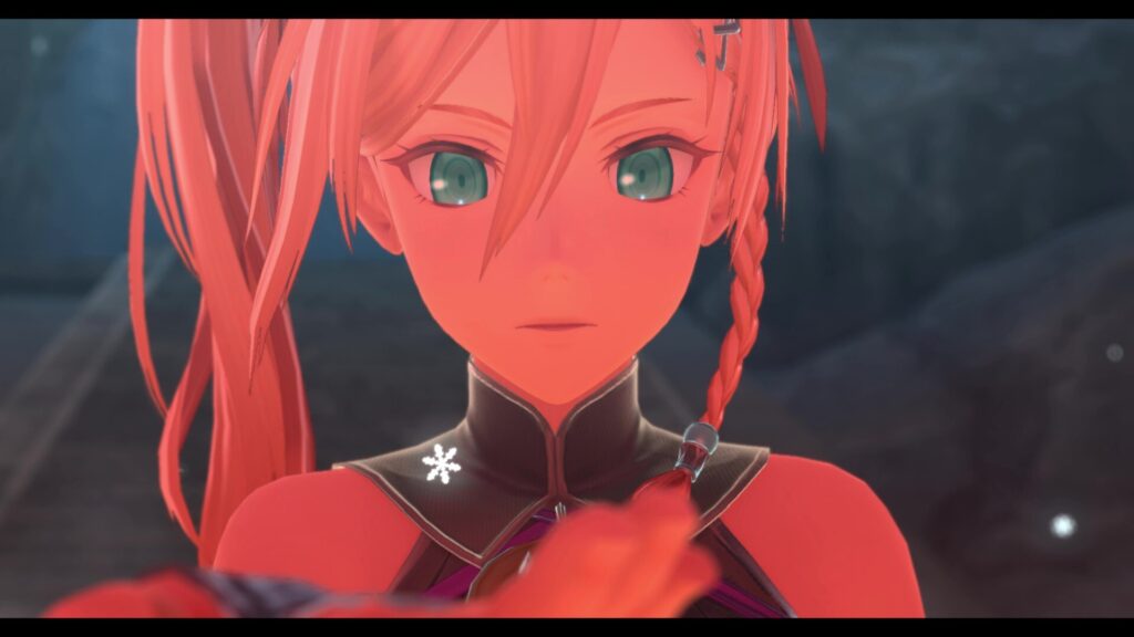 Ys X: Proud Nordics - close up of Karja with a red hue over her
