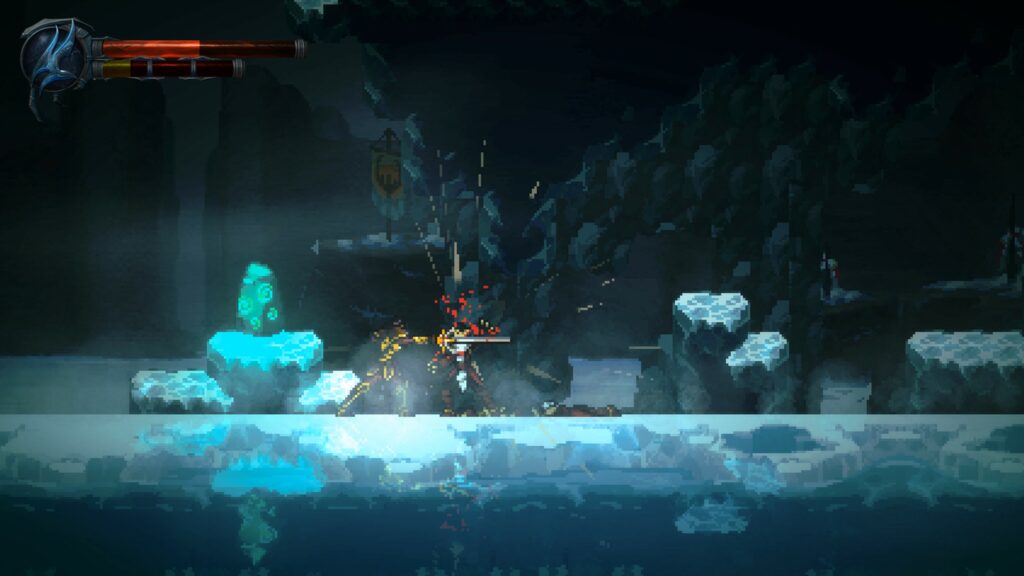 Legacy of Kain: Ascendance - Human Raziel fights vampires on an icy lake