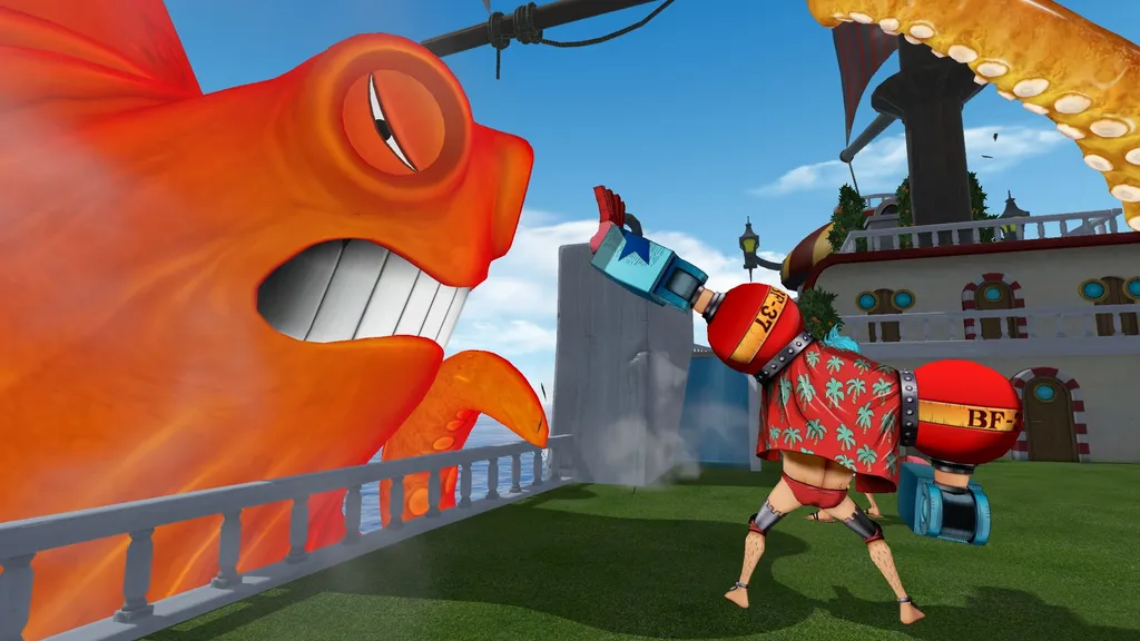 Franky with giant octopus - One Piece: Grand Cruise