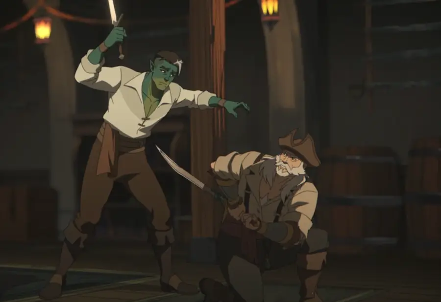 Sword practice between Fjord (left) and his mentor and captain Vandran (right) - The Mighty Nein