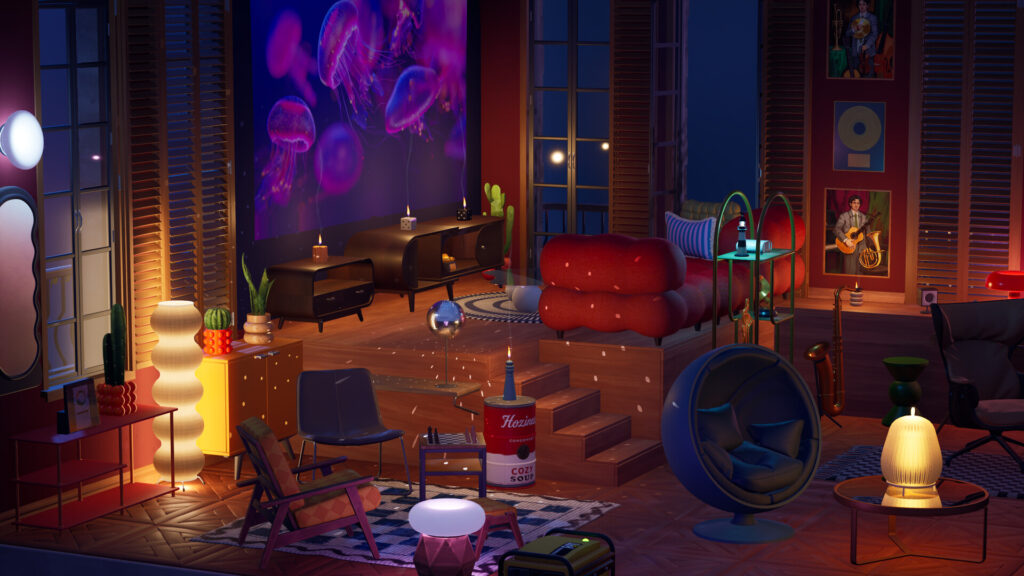 Hozy - a cosy room with lots of strange decorations