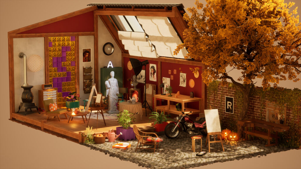 Hozy - a busy workshop and outside relaxing area