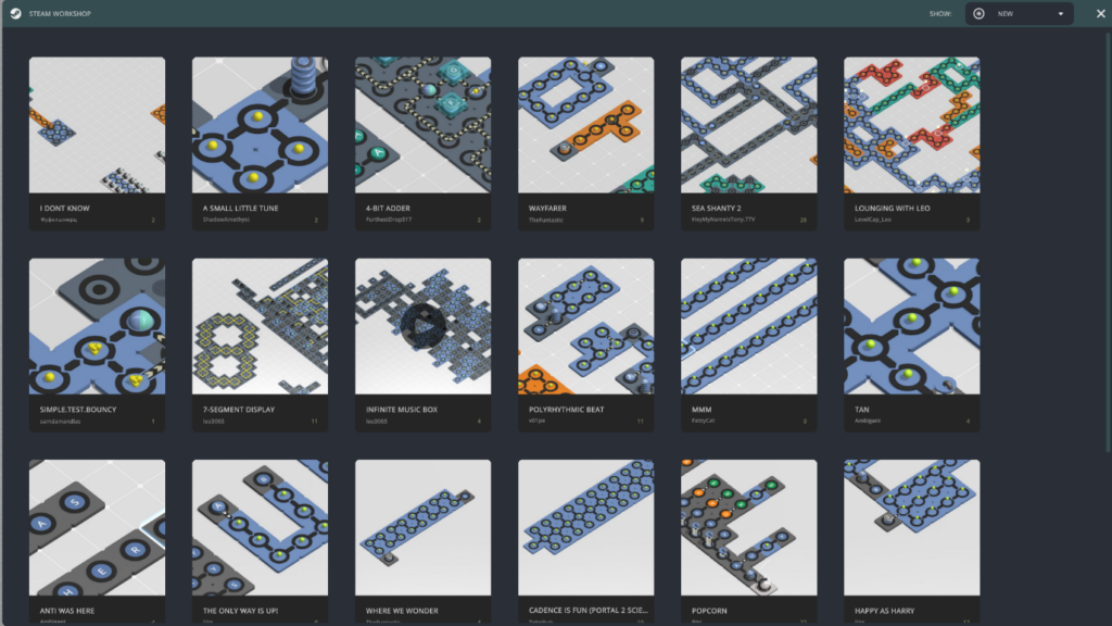 Image shows the Community page of Cadence. There are multiple levels created by other players.