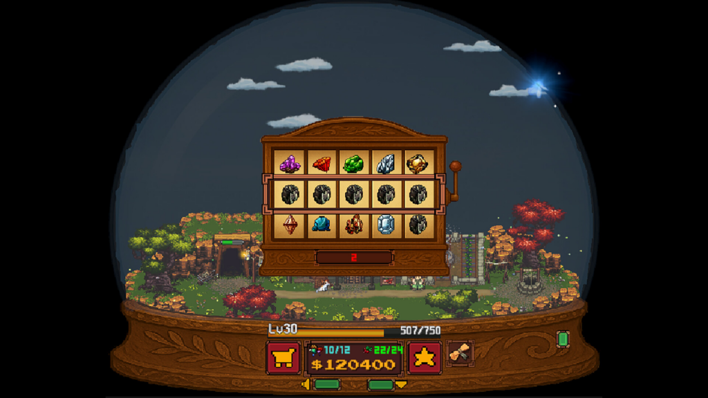 The Dream Globe - a pixel globe with a slot machine