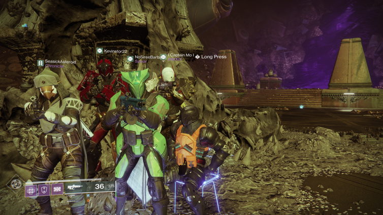 Destiny 2 - a Fireteam taking a break in a raid