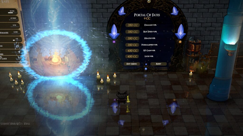 Left: You go through the portal to start combat.
Right: Portal of fates, I think you can choose different bonuses (Again no explanation) - CATJINNI