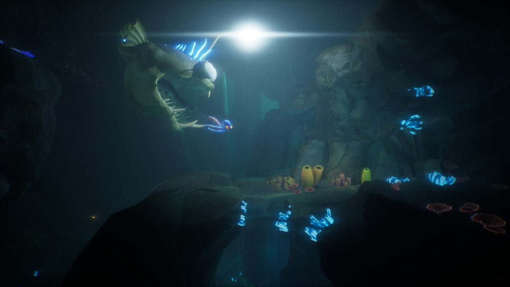 Escape the giant angler fish as it chases you - Darwin’s Paradox!
