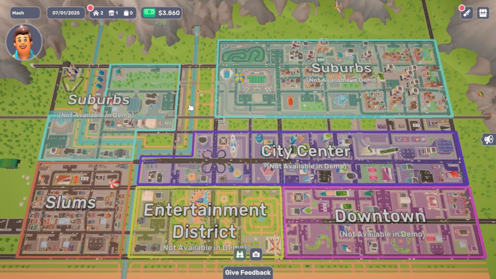 Dearbnb - a look at the whole map with different districts